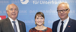 Bayerns Digitalministerin Judith Gerlach mit BHT-Präsident Franz Xaver Peteranderl (links) und BHT-Hauptgeschäftsführer Dr. Frank Hüpers