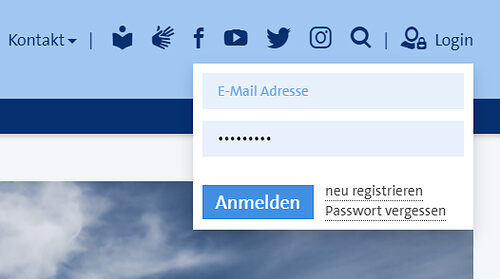 Ausschnitt Kopfzeile, Login